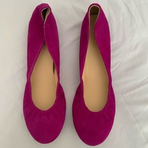 J. Crew Cece Suede Ballet Flats - Dark Peony